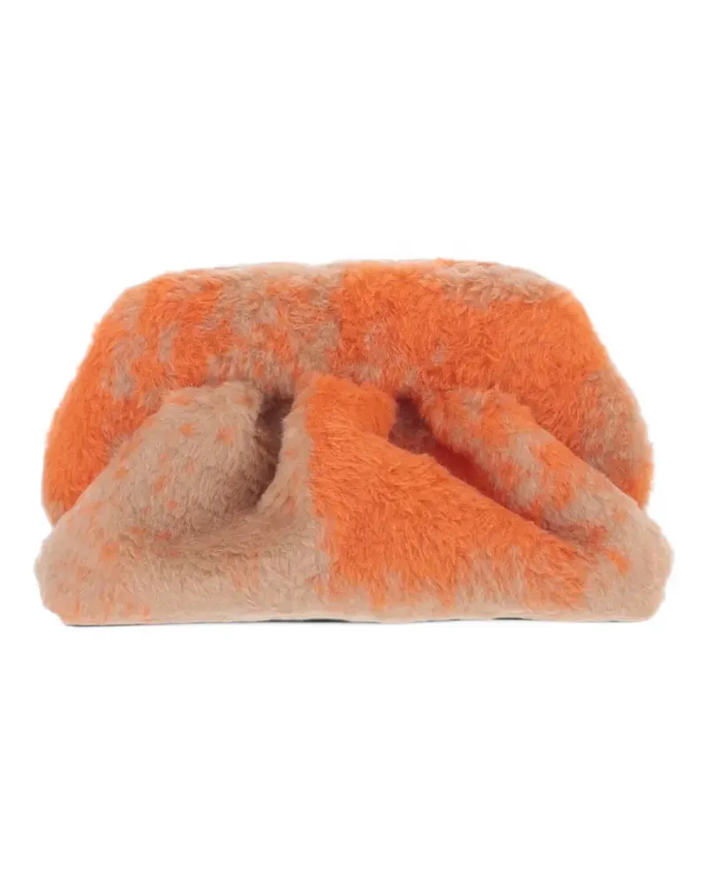 THEMOIRÈ faux-fur ruched clutch bag - Orange Orange