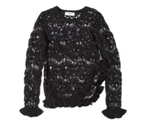 Gerüschtes Spitzentop - Schwarz