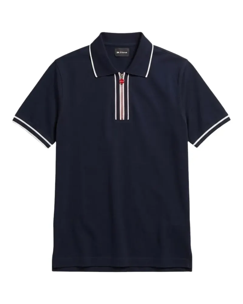 Kiton Poloshirt aus Piqué mit Reißverschluss - Blau Blau