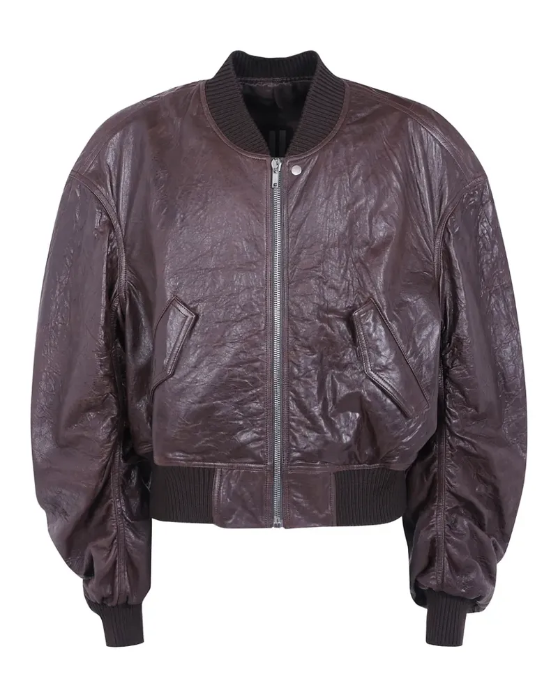 Rick Owens crinkled leather bomber jacket - Braun Braun