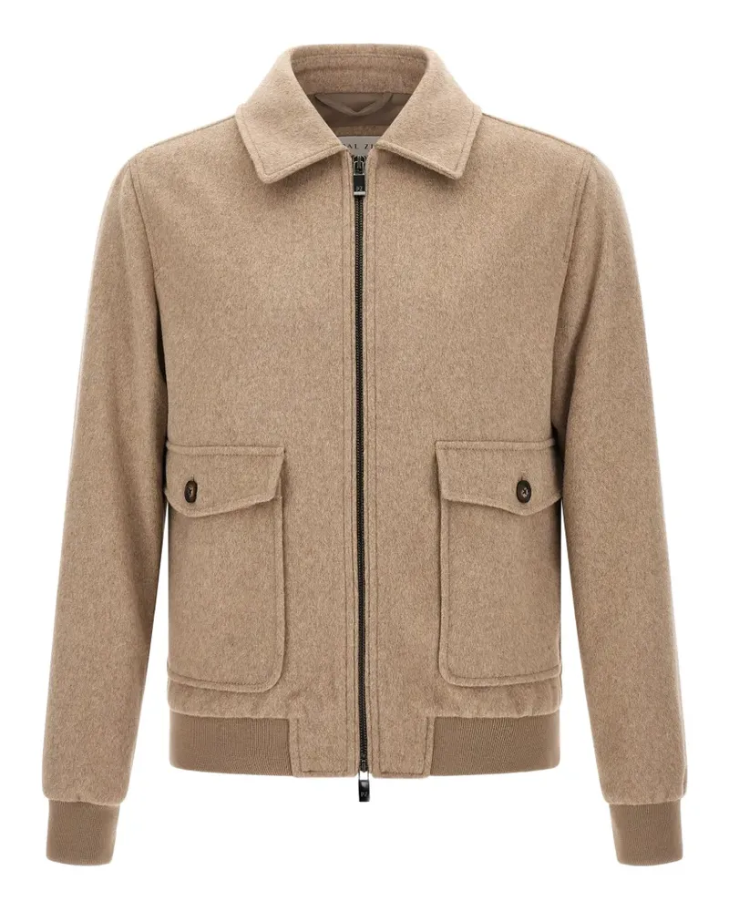 Pal Zileri zip-up patch-pocket bomber jacket - Nude Nude