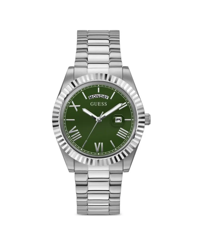 Guess Edelstahl-Armbanduhr mit Quarzwerk 42mm - Grün Grün