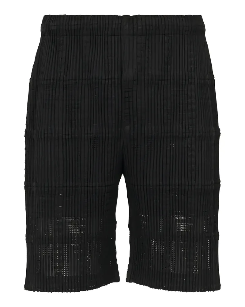 Issey Miyake Lace Grid Shorts mit Falten - Schwarz Schwarz