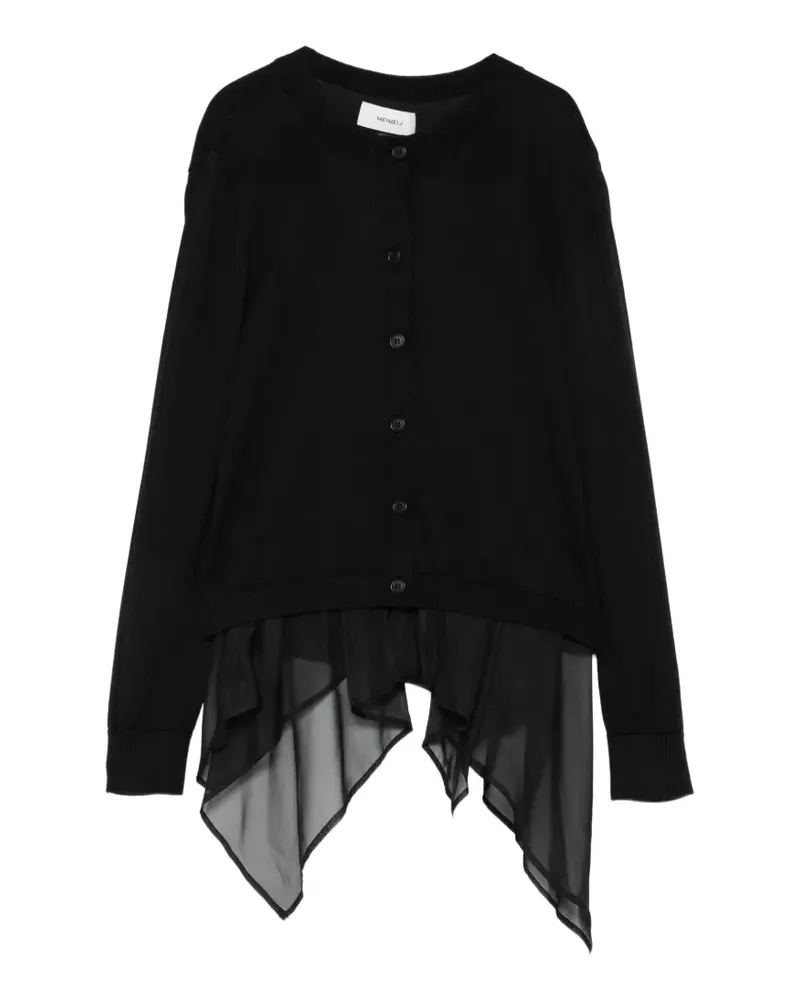 MEIMEIJ Rückenfreier Cardigan mit Rüschen - Schwarz Schwarz