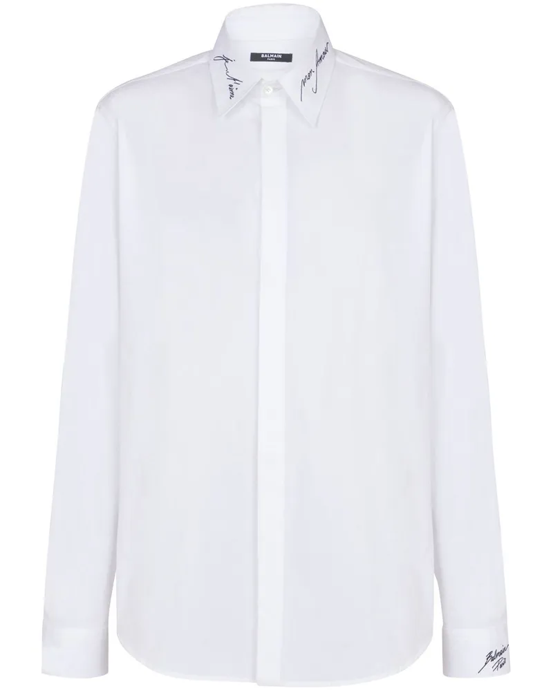 Balmain Hemd mit besticktem Kragen - Weiß Weiß