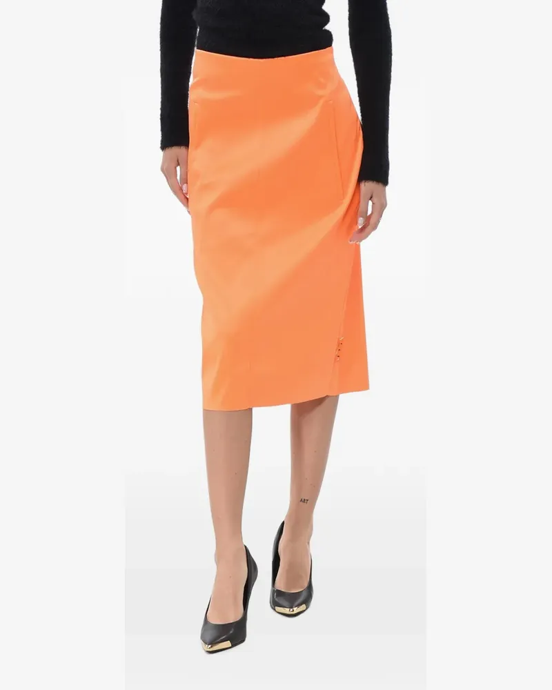 OFF-WHITE technical fabric longuette with back slit midi skirt - Orange Orange