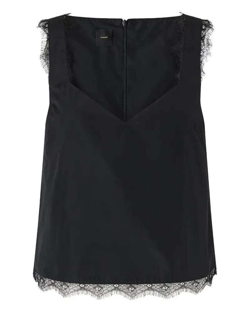 Pinko Top mit Spitzeneinsätzen - Schwarz Schwarz