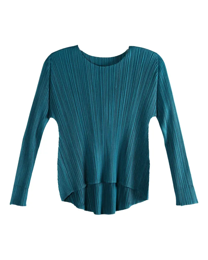 Issey Miyake pleated long-sleeve top - Blau Blau