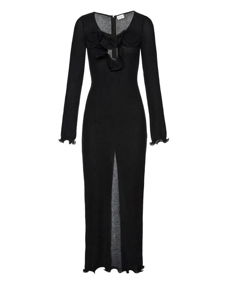 Magda Butrym Kleid mit Blumenapplikation - Schwarz Schwarz
