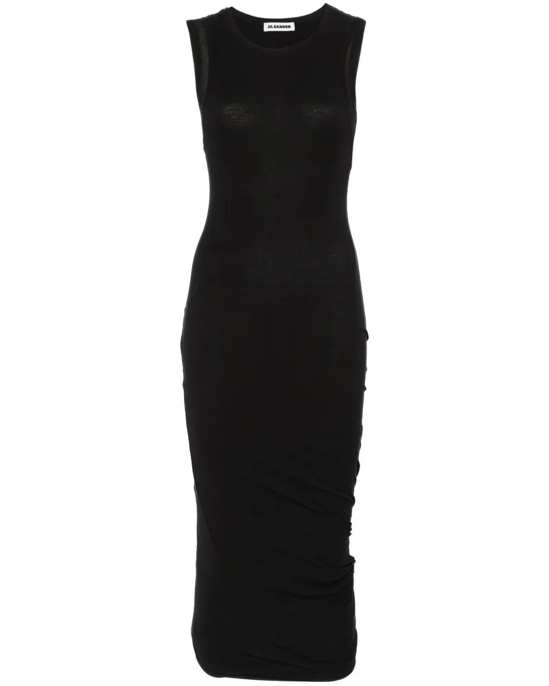 Jil Sander Midikleid aus Baumwolle - Schwarz Schwarz