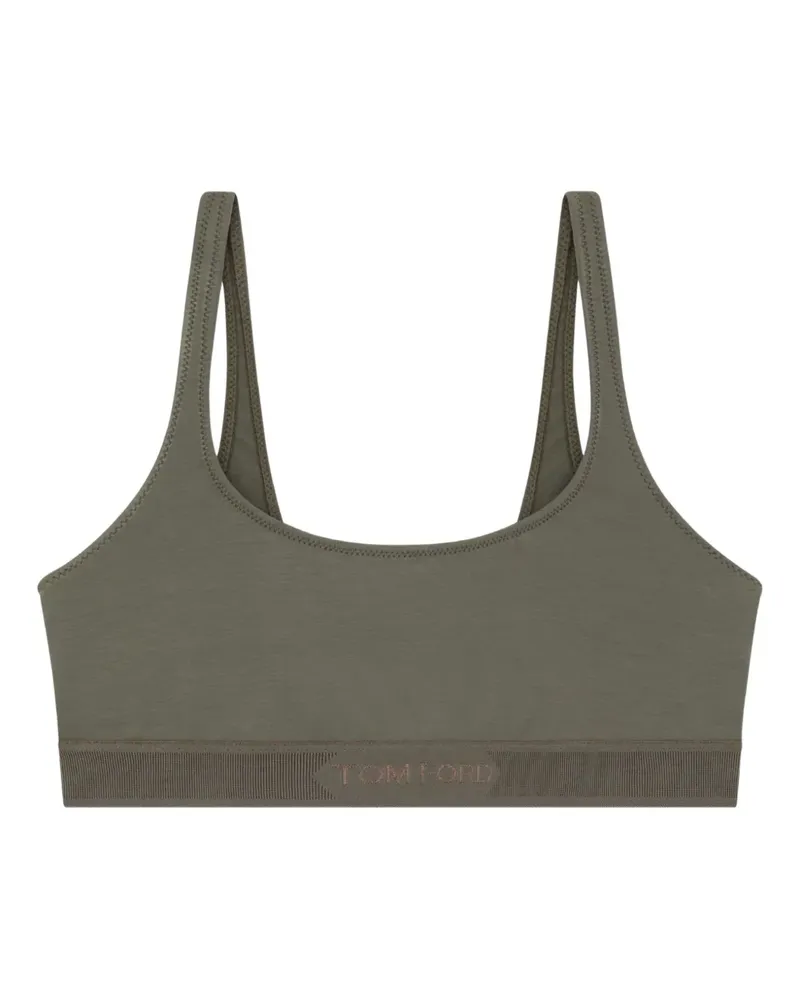 Tom Ford ribbed logo-detail bra - Grün Grün