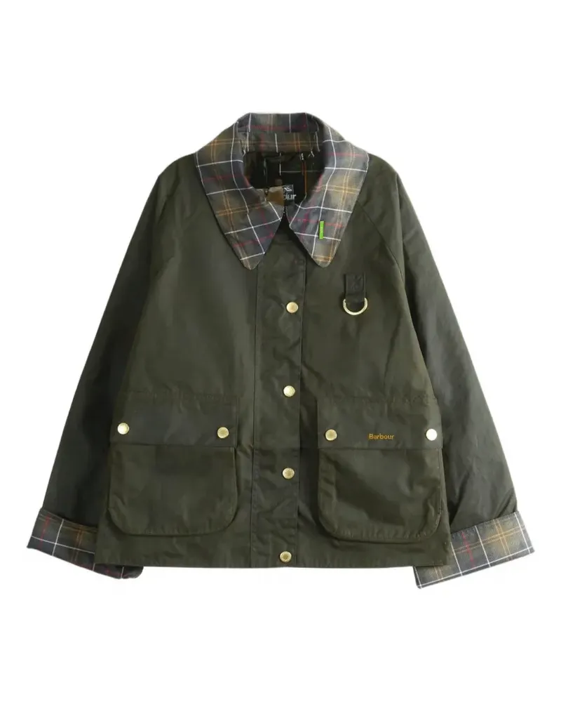 Barbour Icons tartan-collar waxed jacket - Grün Grün