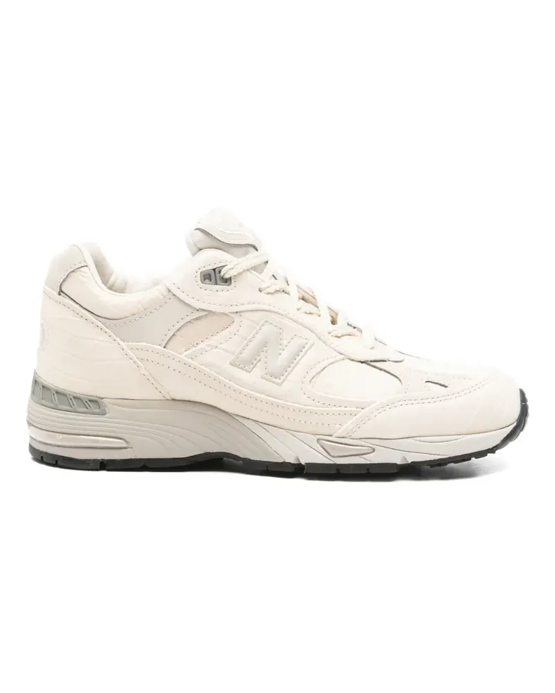 New Balance 991V1 crocodile-effect panelled sneakers - Nude Nude