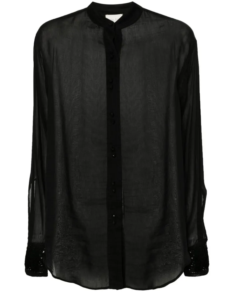 forte_forte Semi-transparentes Hemd - Schwarz Schwarz