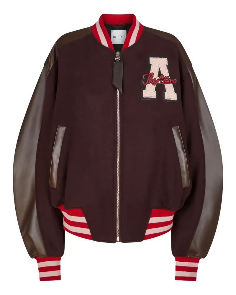 ATTICO Leder-Bomberjacke mit Logo-Patch - Rot Rot