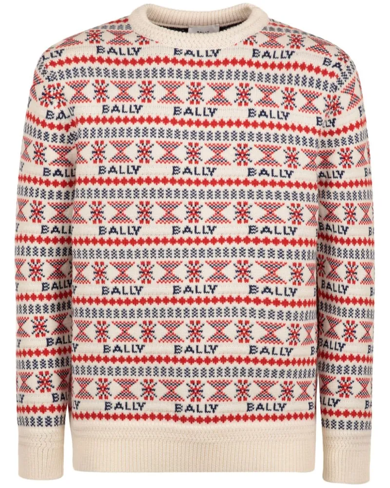 Bally Pullover mit Intarsienmuster Nude