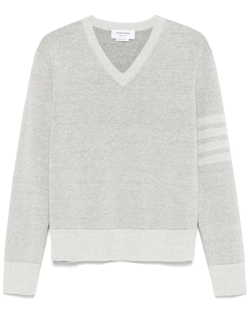 Thom Browne 4-Bar Pullover mit V-Ausschnitt - Grau Grau