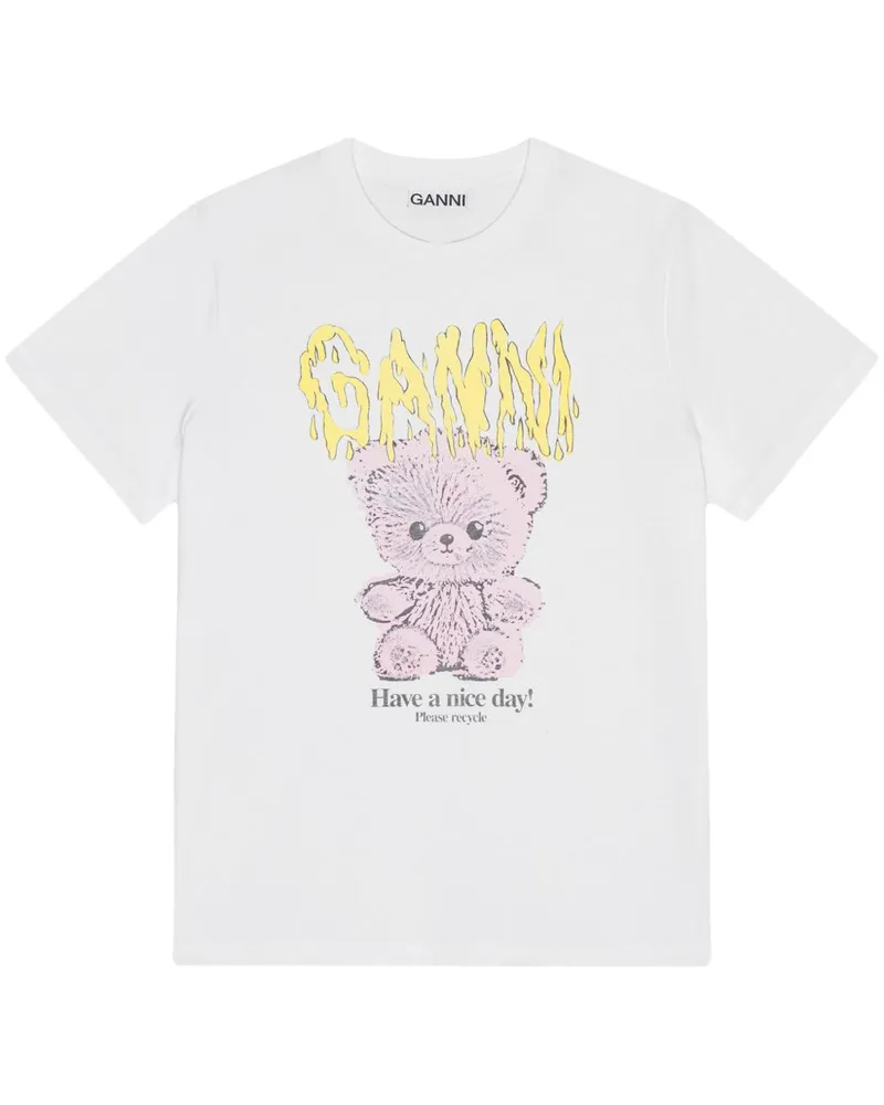 Ganni T-Shirt mit Print - Weiß Weiß