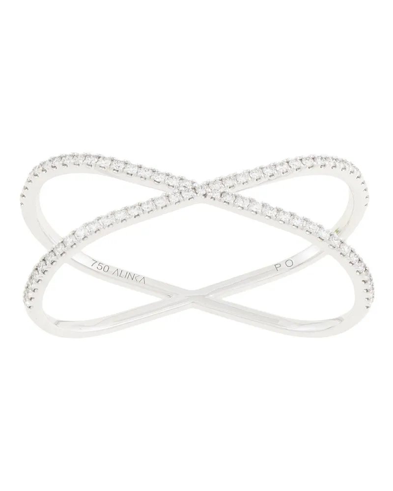 Alinka 18kt 'Katia Duo' Zwei-Finger-Weißgoldring mit Diamanten - Silber Silber