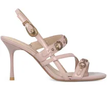 Riemensandalen mit Nietendetail - Rosa