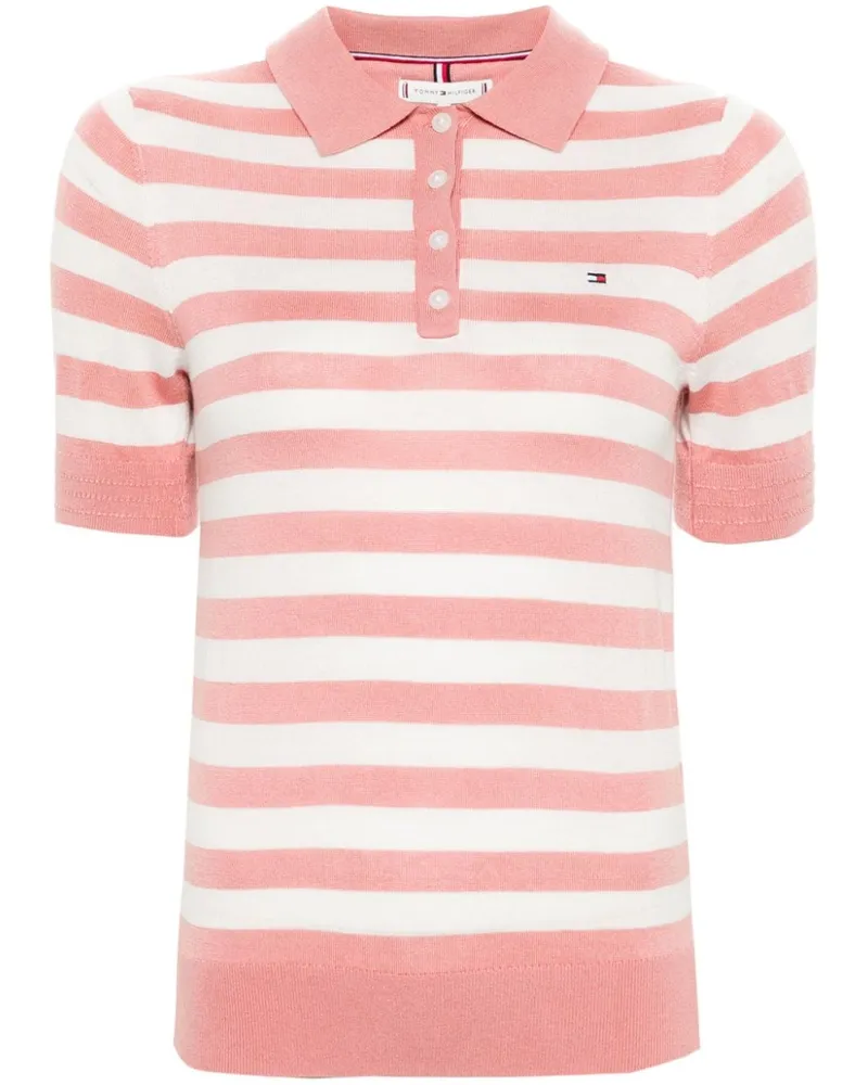 Tommy Hilfiger Gestricktes Poloshirt mit Streifen - Rosa Rosa
