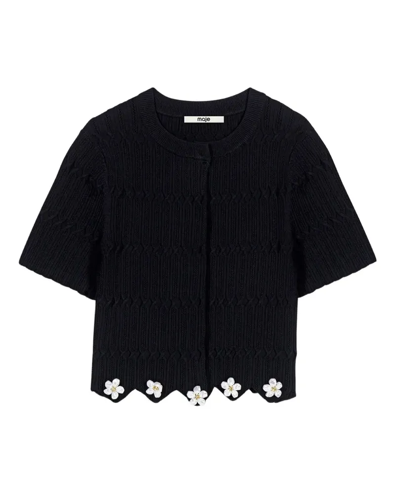 Maje cardigan with floral jewel details - Schwarz Schwarz