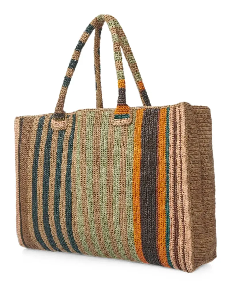 Gabriele Frantzen crochet striped tote bag - Nude Nude