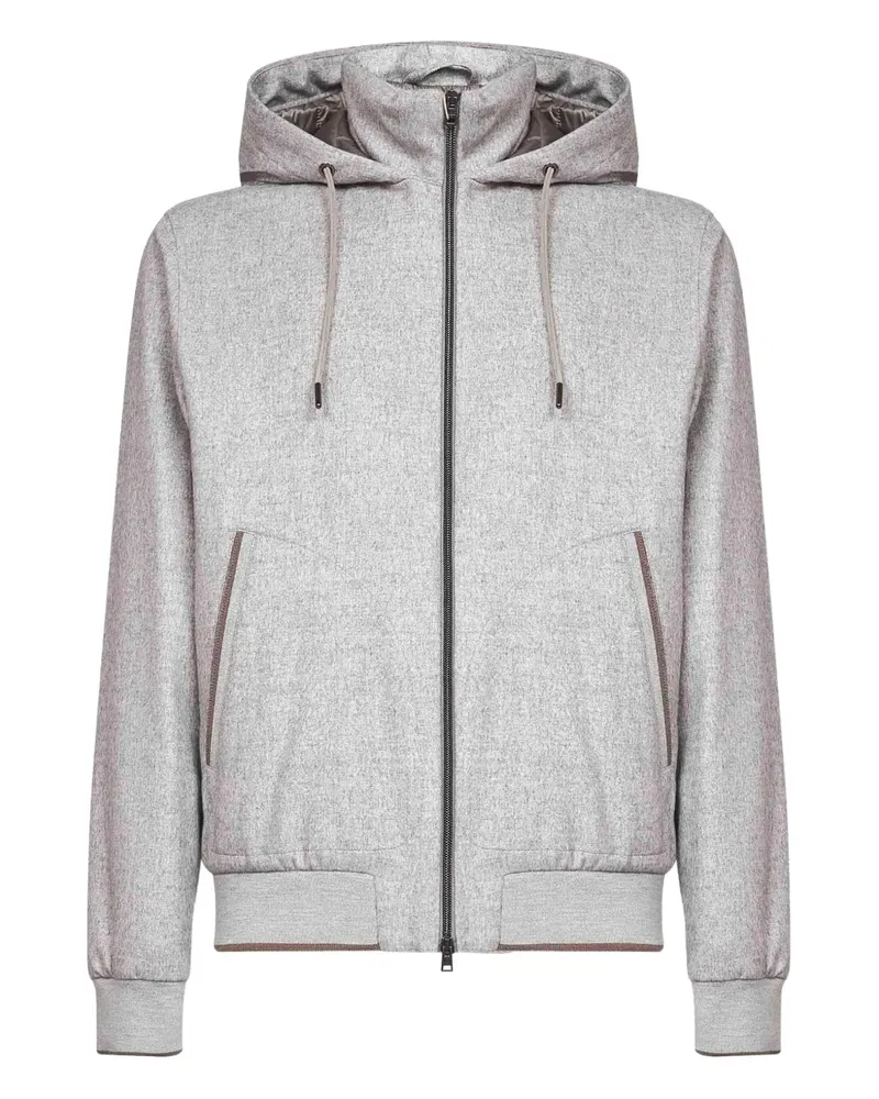 Herno ribbed-trim hooded jacket - Grau Grau