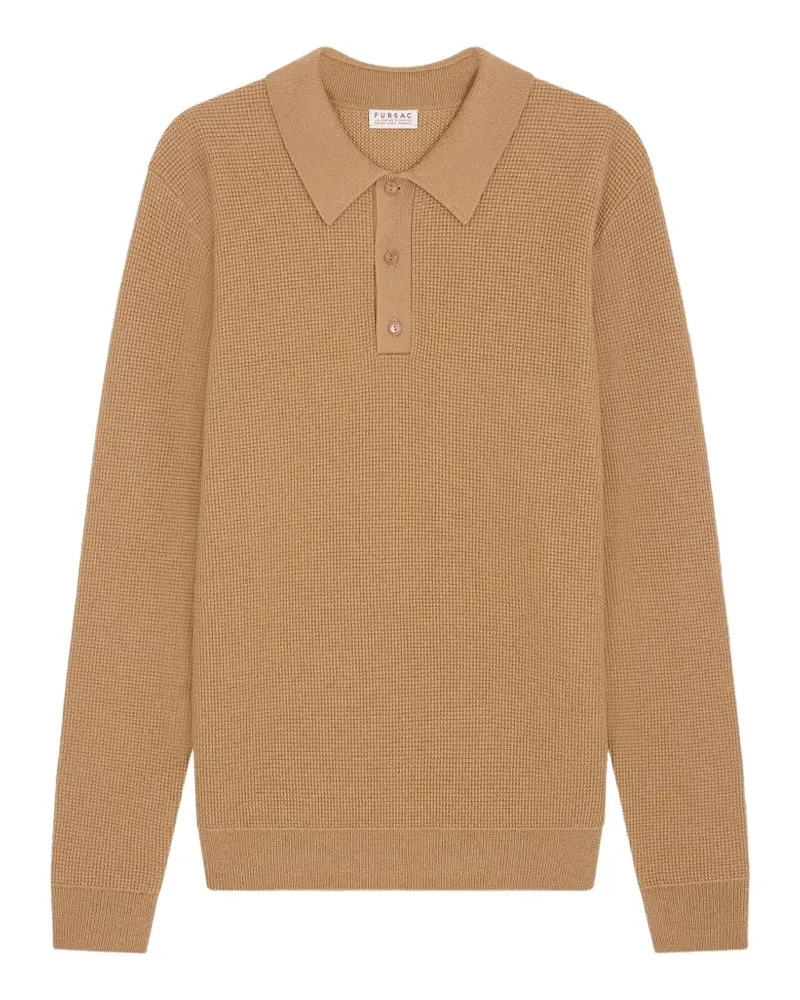 FURSAC Poloshirt mit Waffelstrick-Muster - Nude Nude