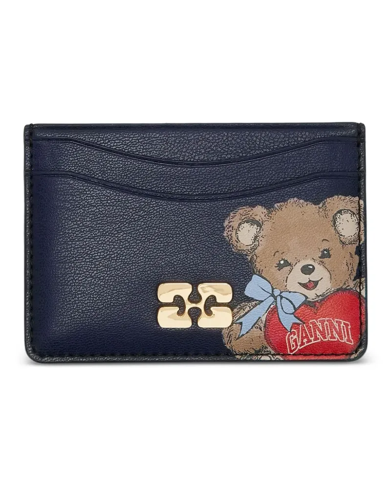 Ganni Kartenetui mit Logo-Applikation - Blau Blau