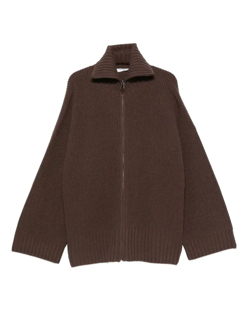 FRANKIE Shop Veda ribbed-knit zip-fastening cardigan - Braun Braun