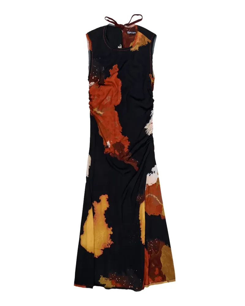 BIMBA Y LOLA tie-fastening printed midi dress - Schwarz Schwarz