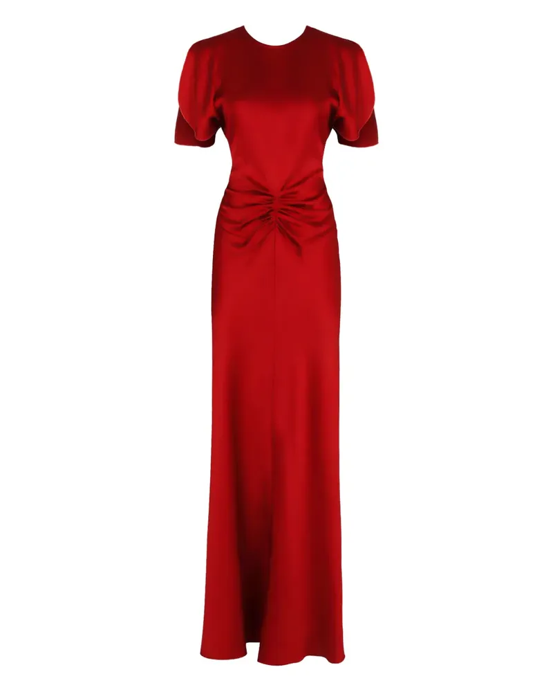Victoria Beckham Kurzärmeliges Kleid mit Raffungen - Rot Rot