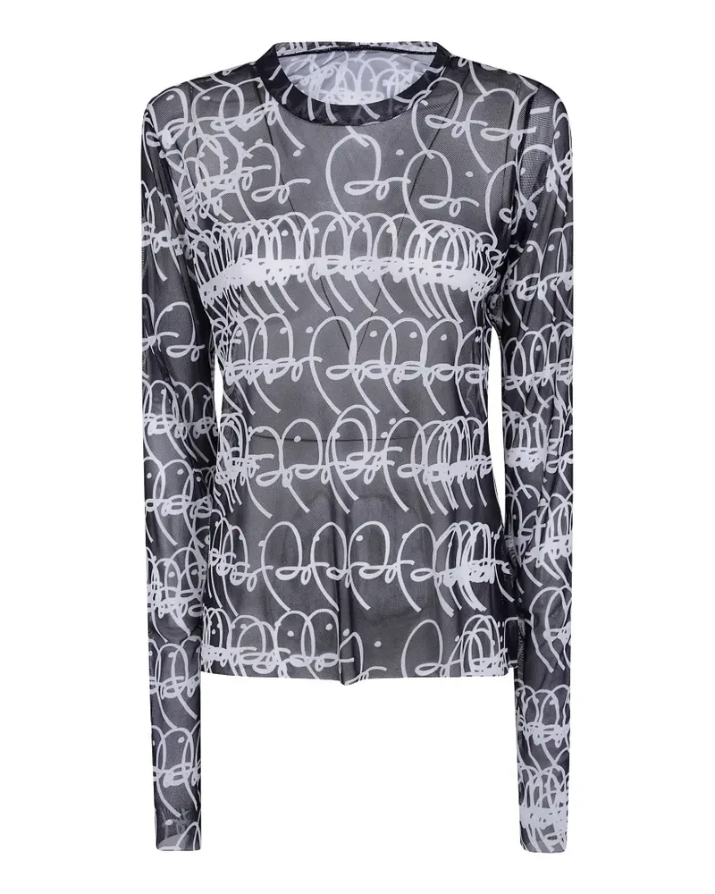 Maria Calderara graphic-print mesh T-shirt - Schwarz Schwarz