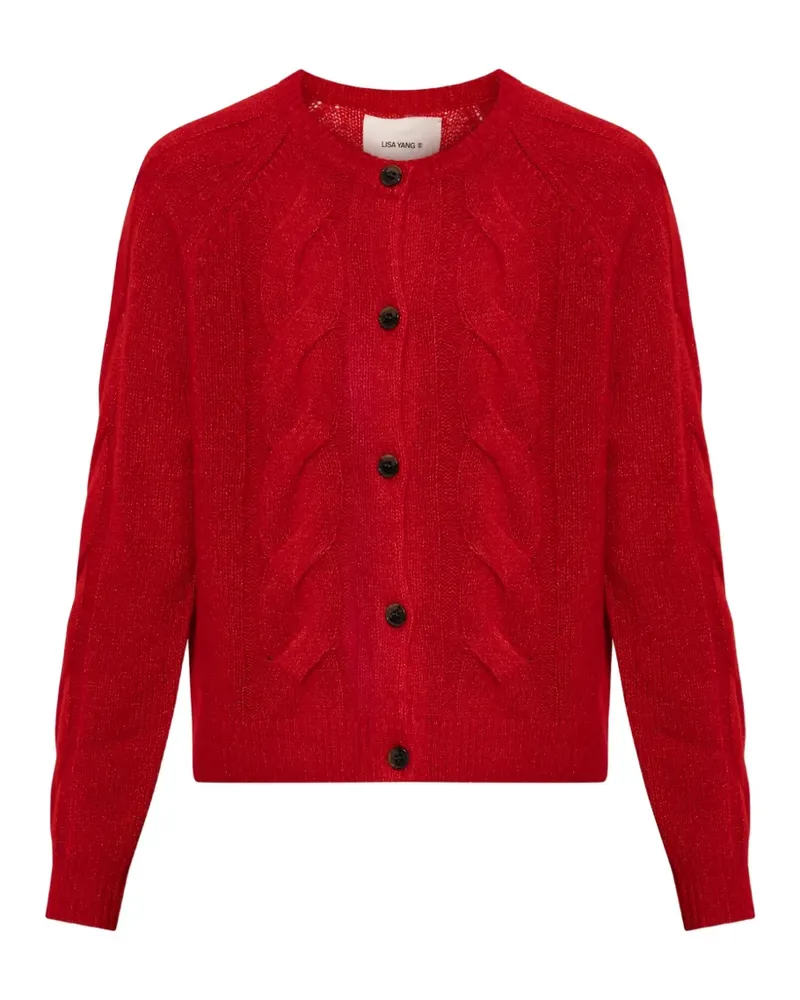 Lisa Yang Gwyneth Cardigan mit Zopfmuster - Rot Rot