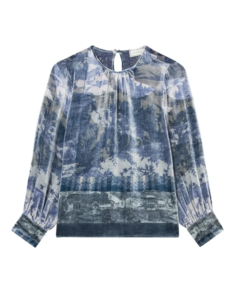 Pierre-Louis Mascia Bluse mit Landschafts-Print - Blau Blau