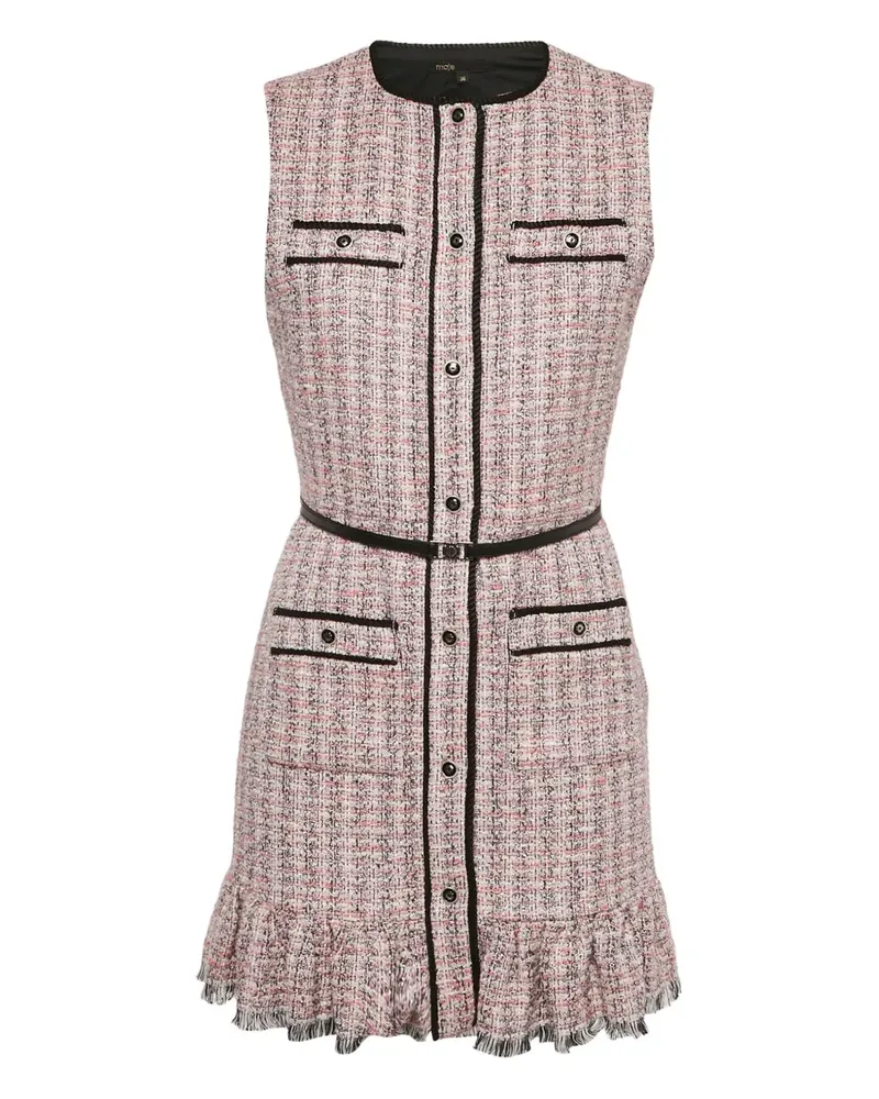 Maje Gerüschtes Minikleid aus Tweed - Rosa Rosa