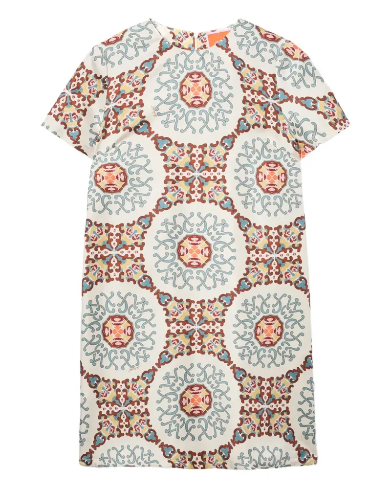 La DoubleJ Swing Seidenkleid mit Print - Weiß Weiß