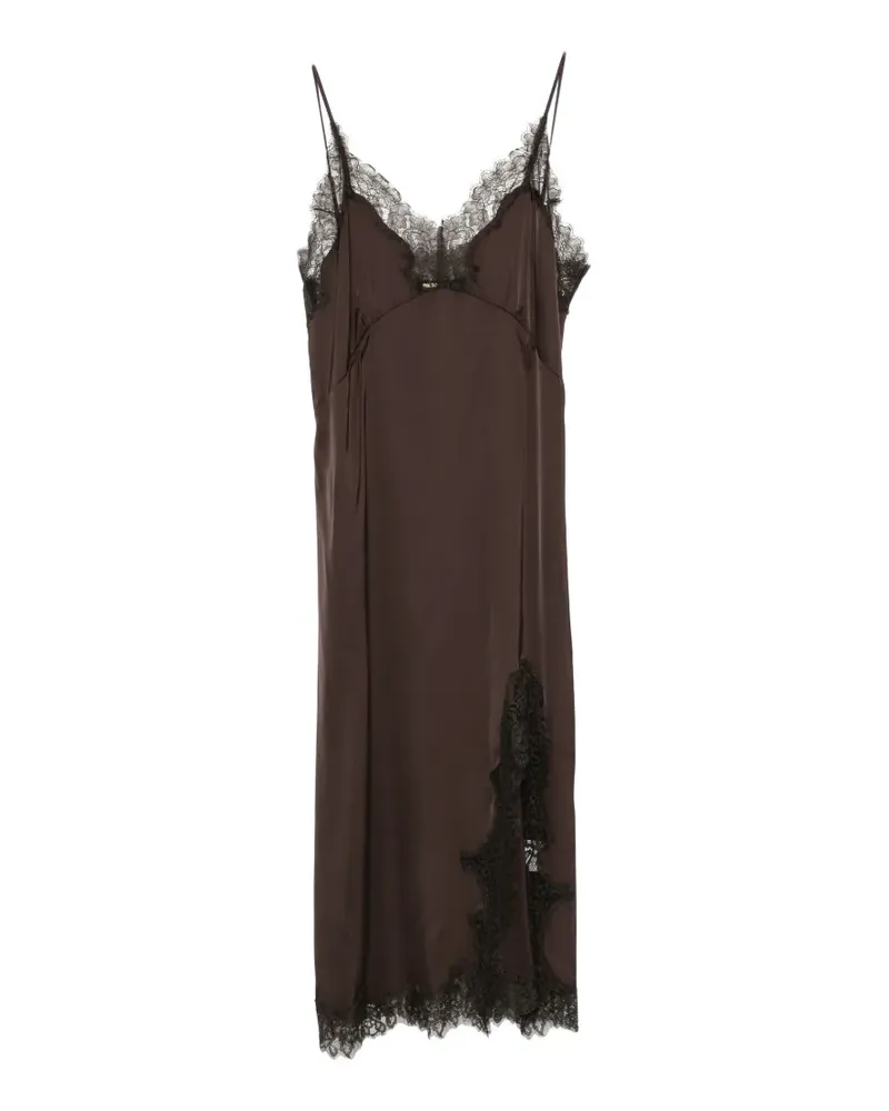Maje lace-trim midi dress - Braun Braun
