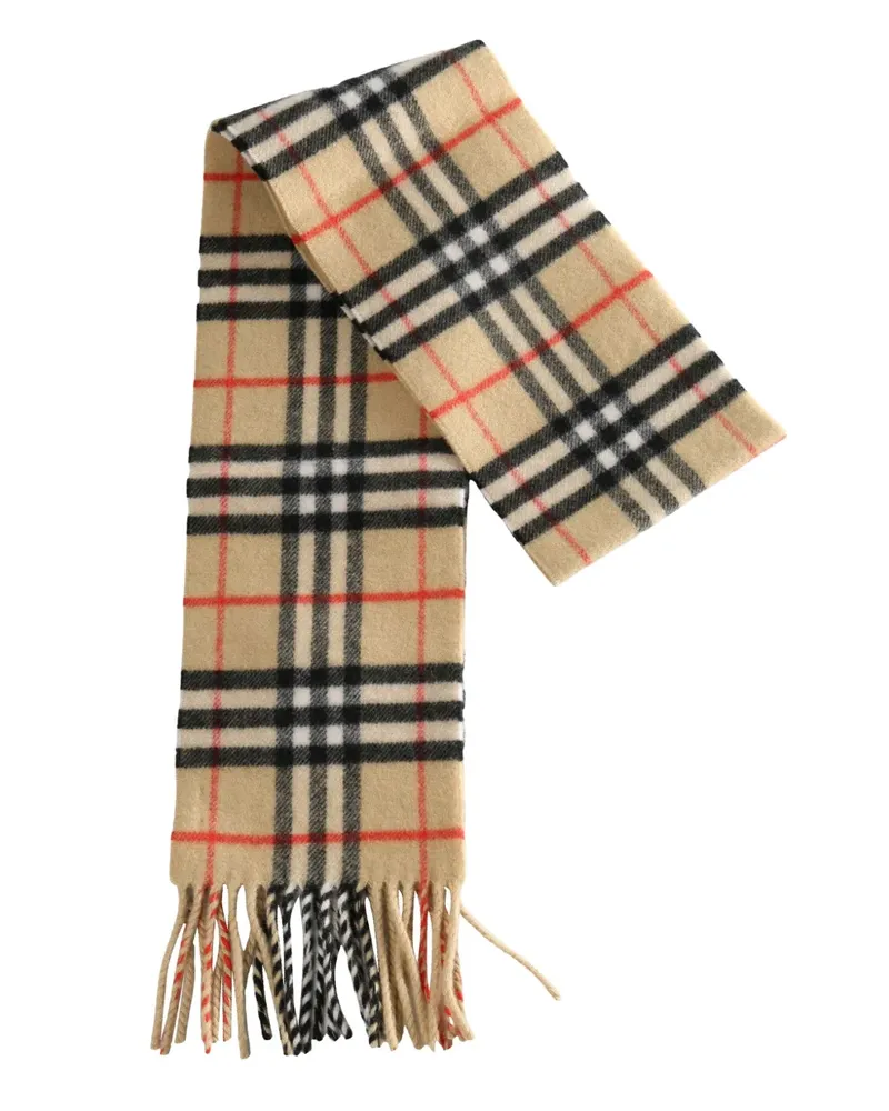 Burberry check-fringe scarf - Nude Nude
