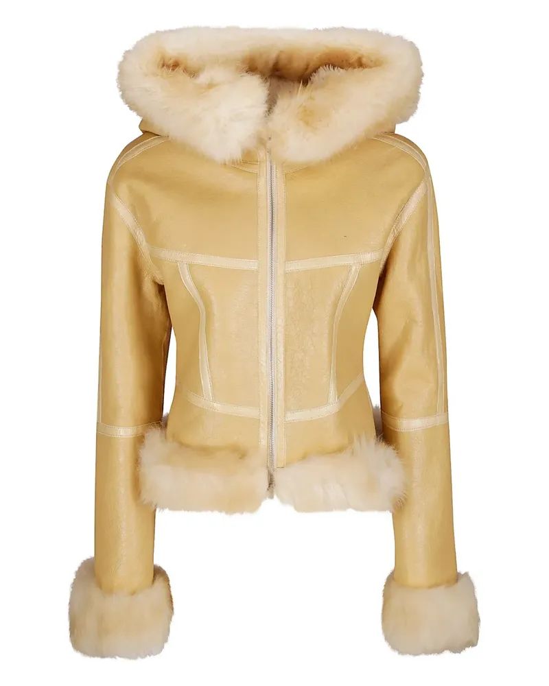 Charlotte Knowles Koko hooded shearling jacket - Nude Nude