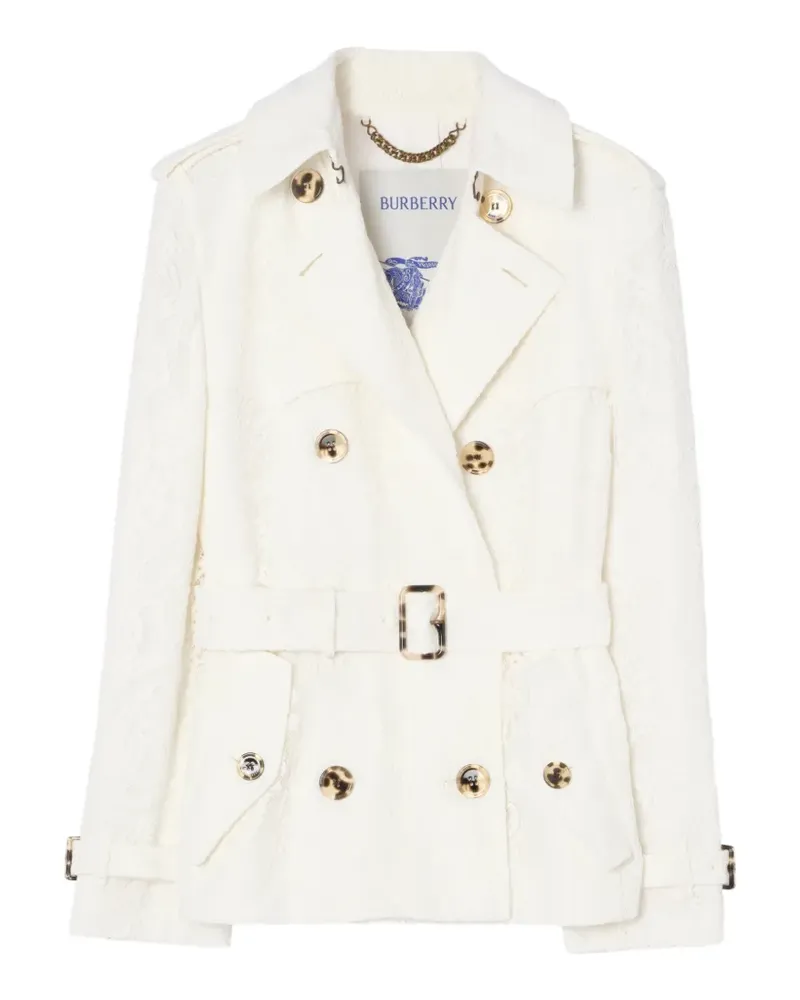 Burberry Foxfield-Trenchcoat mit kurzer Paisley-Spitze - Weiß Weiß