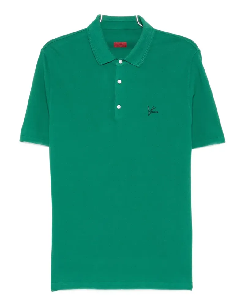 Isaia logo-embroidered polo shirt - Grün Grün