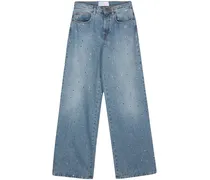 Kristallverzierte Straight-Leg-Jeans