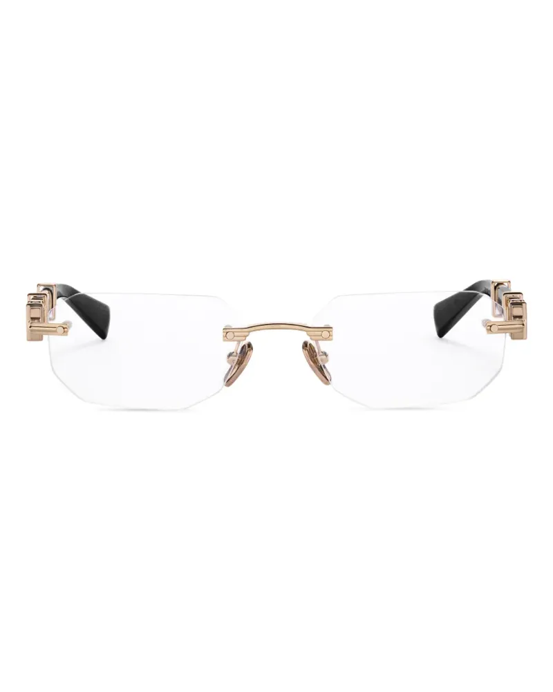 Balmain geometric-frame rimless glasses - Schwarz Schwarz