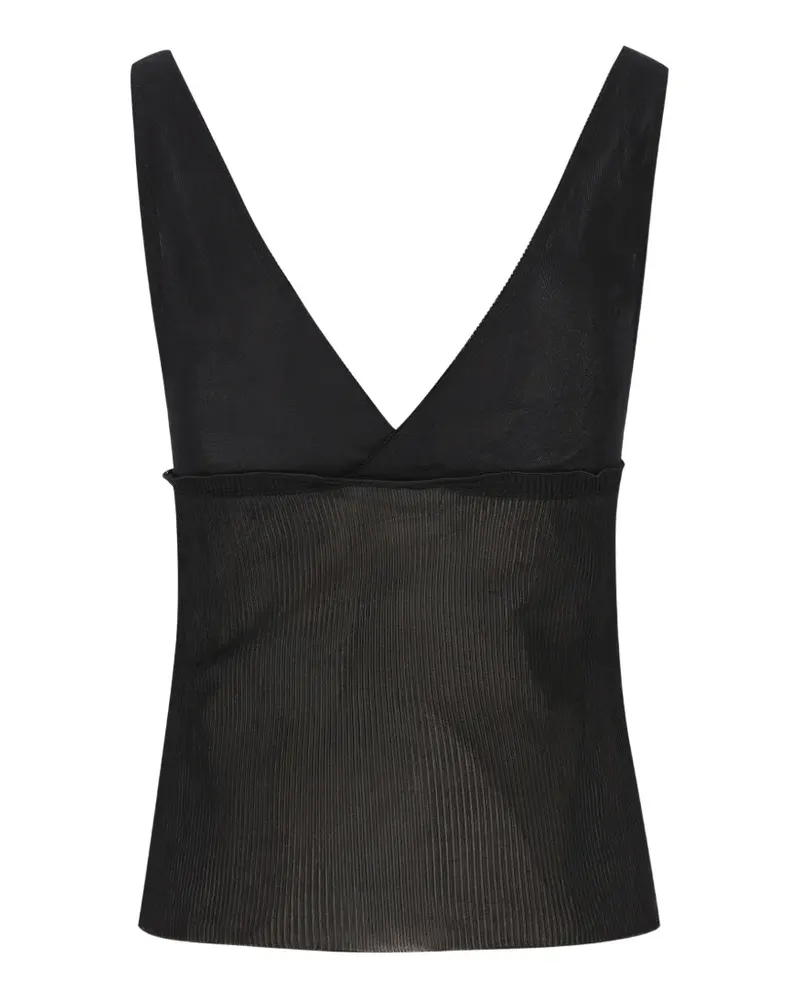 Saint Laurent Geripptes Tanktop aus Seide - Schwarz Schwarz