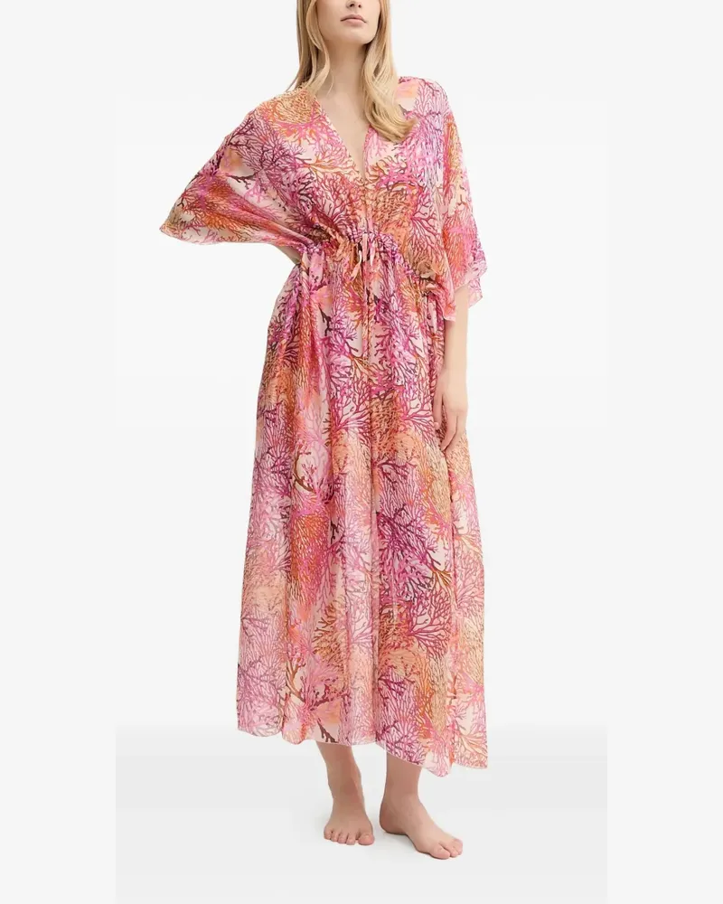 Guess Kaftan mit Korallen-Print - Rosa Rosa