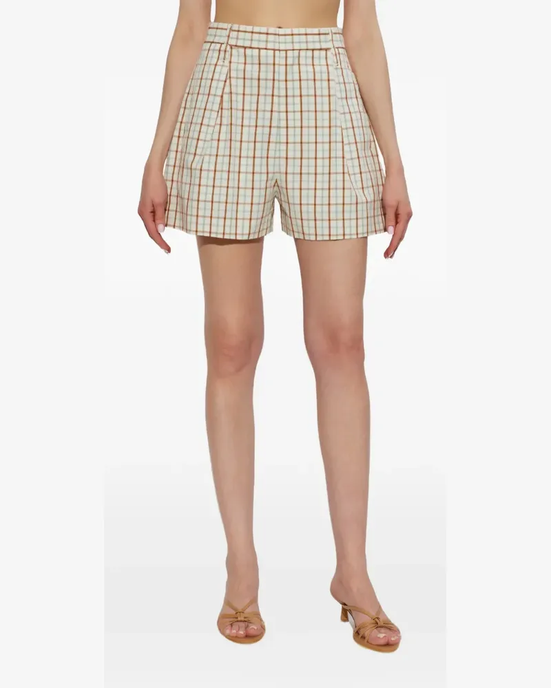 Victoria Beckham check-pattern pleated shorts - Weiß Weiß