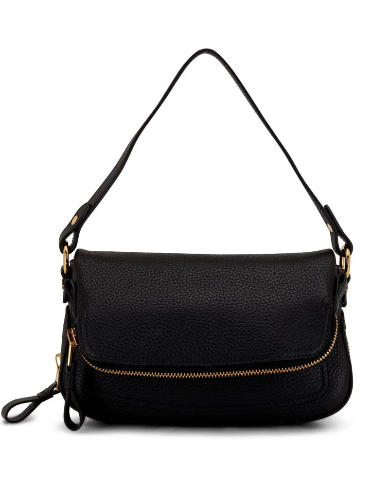 Tom Ford Strukturierte Schultertasche mit Klappe - Schwarz Schwarz