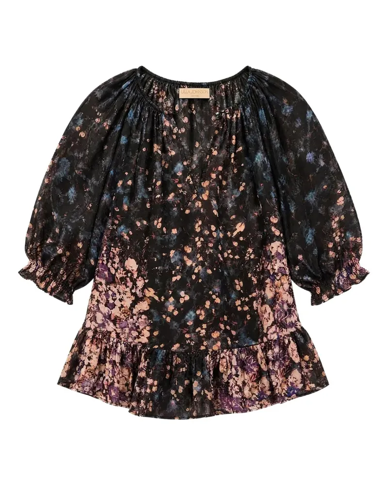 Ulla Johnson Elise Jacquard-Bluse mit Blumenmuster - Schwarz Schwarz
